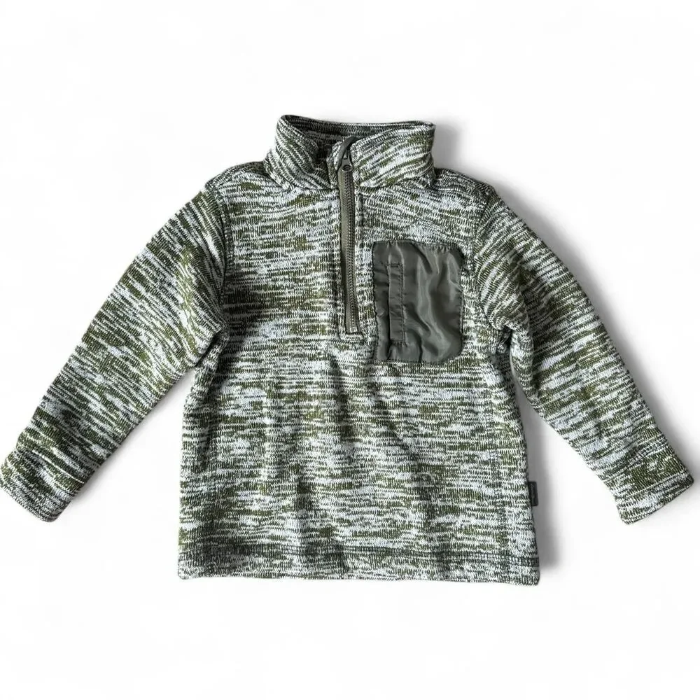 Eddie Bauer Kids Quarter Zip Fleece Pullover Green Marled Size 18M